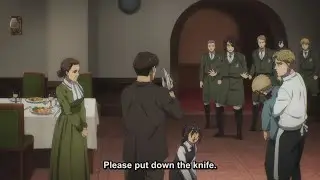 niccolo give me the knife! hange try to stop mr. braus/mr. blouse from killing gabi