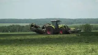 Скашивание травы с CLAAS AXION 850  косилкой CLAAS DISCO.