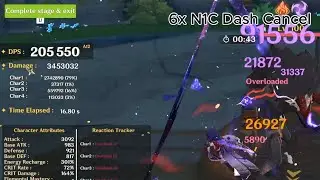 ~35% Dps increase | Raiden Hypercarry Normal atk spam vs 6N1C Dash Cancel