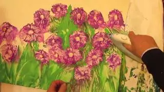 Как рисовать ЦВЕТЫ АСТРЫ восковыми красками. Урок 72