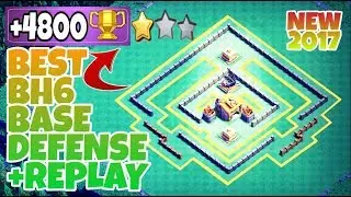 BEST+4800!! (BH6) ⚔ Builder Hall 6 Base ANTI 1/2 STAR W/ PROOF Trophy Base Layout with Replay 2017