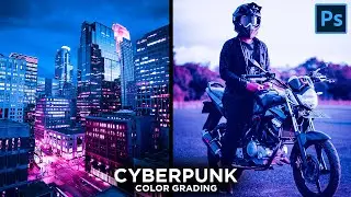 Cyberpunk Color Grading in Photoshop | Photoshop Tutorial 