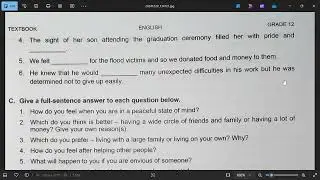 Grade 12 English  Unit 2 Comprehension