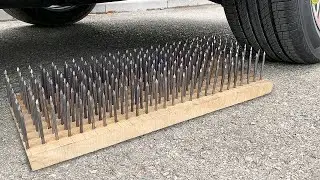 Aplastando Cosas Crujientes y Suaves 500 Clavos VS Rueda de Coche
