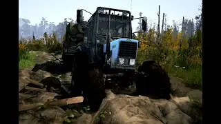 МТЗ-82 в болоте с брёвнами Испытание  Spintires MudRunner