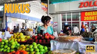 Nukus Bazaar 🇺🇿 | Uzbekistan Walking Tour 4K | Nukus City Tour
