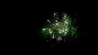 Red And Green Firework With Peony Effect Glowing Dark Night / video Transition effects / skill villa