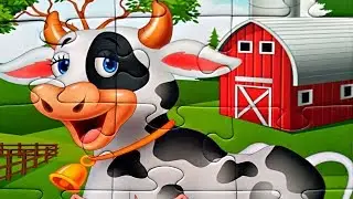 Cow on the farm - play puzzles for kids funny farm