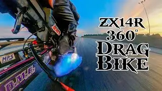 Kawasaki ZX14R Insta 360 One RS Drag racing Quaker City motorsports park