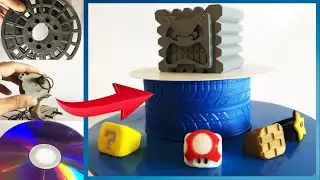 Fabrica EXHIBIDOR GIRATORIO MOTORIZADO con BOBINA de filamento usada + IMPRESORA 3D