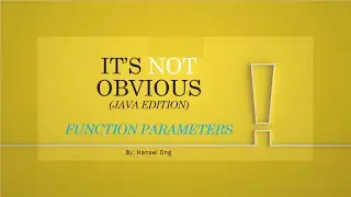 It's Not Obvious   Function Parameters