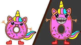 How to Draw a Unicorn Donut | Animation and Drawing Coloring