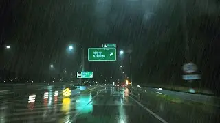 💧Night driving in the rain 🚓 on the Highway for insomnia, sleep, relaxation. Rain Sounds ASMR.