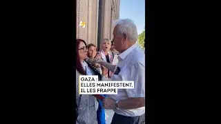 UN HOMME FRAPPE DES MANIFESTANTES PRO-PALESTINE