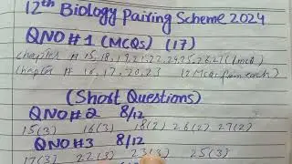2nd year biology pairing scheme 2024 -12th class biology pairing scheme 2024- 12 biology Guess paper