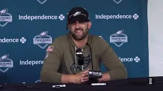 Eagles head coach Nick Sirianni speaks at day one of Eagles training camp
