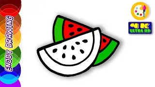 WATERMELON Drawing: How to Draw WATERMELON EASY for Beginners | ENJOY DRAWING