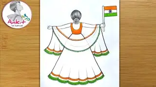 Independence Day Drawing Easy Steps / How to draw 15 august Drawing Easy Step / Girl Drawing / art