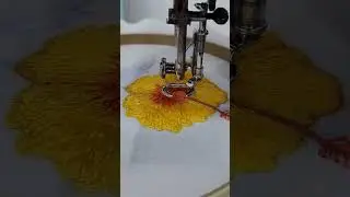 Hibiscus Embroidery with a regular sewing machine #freemotionembroidery #normalsewingmachine #janome