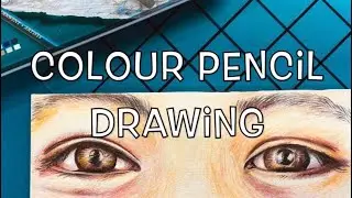 Drawing an eye with a grid & coloured pencils
