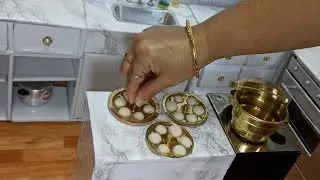 Miniature Idly+Coconut Chutney In Mini Kitchen | INDIAN BREAKFAST |TINY Foods|Mini Foods |