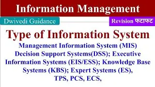 Type of Information system, Decision support, Expert system, Knowledge base, Executive Information