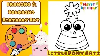 How To Draw a Birthday Hat 🥳Menggambar topi ulang tahun🎉rasm chizish🥳Desenhe um chapéu #kids#youtube