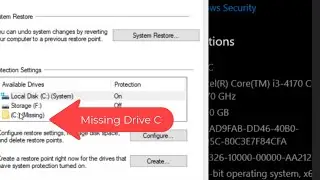 System Protection Message: C Drive Missing