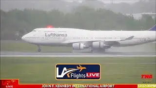 🔴LIVE JFK AIRPORT RAIN SHOW! | PLANES SPOTTING at TWA HOTEL | MAY 14, 2025