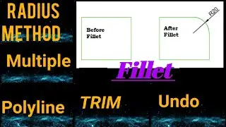 Methods to use Fillet Command in AutoCAD / Polyline / Radius/ Trim/ No Trim/Multiple/Undo