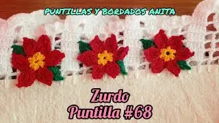 PUNTILLA #68 - PARA ZURDOS BASTONES CON FLORES NAVIDEÑAS 🎄