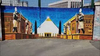 An Egyptian Mural at Pleasant Street School in Liverpool by artist, Paul Curtis