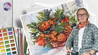 Первый день осени, рябина акварелью, быстро, просто и подробно