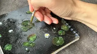 Как нарисовать пруд с кувшинками.