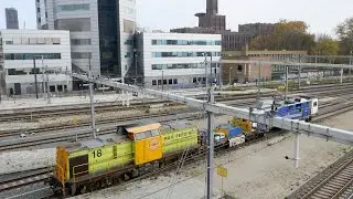 RRF 18 komt met meettrein Sherloc binnen op station Utrecht Centraal - Losse Loc