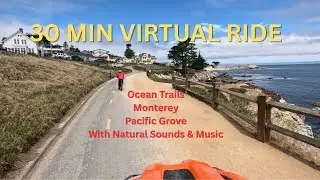 Scenic Virtual Cycling  30 Min Ocean Ride with Nature Sounds and Music
