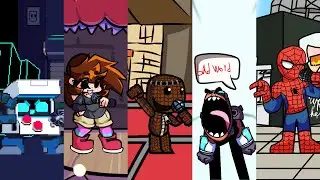 Mods 5 With FNF 8-Bit, AlizaBunn, Little Big Funkin', Bad Word & Spider-Man | Friday Night Funkin'