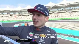 Driver Parade Abu Dhabi 2021 - Orange Army Max Verstappen Grandstand Fans - DJ Admin en Barry Paf