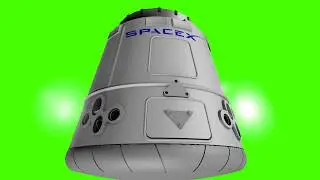 3d model green screen SpaceX Dragon demo capsule leaves station for Earth