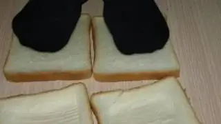 trample bread with black socks