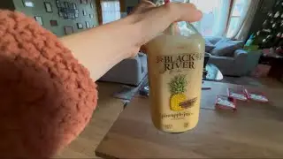 ASMR flaky croissant and clinking ice breakfast