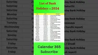 Bank Holiday 2024 📅 Calendar 365 📅
