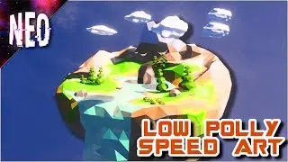 LOW POLY FLOATING ISLAND SPEED ART - BLENDER 2.8 BETA