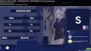 EDOGA-SULLIVAN - WONDERFUL WONDER (TV Size) [Insane] + DTRX (99.64%) 291pp - osu!Akatsuki