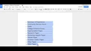 Creating A Table of Contents in a Google Doc