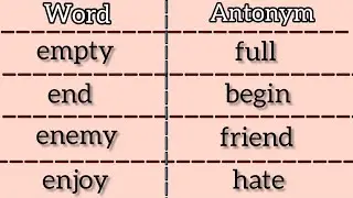 English Vocabulary | Basic Antonym Words 