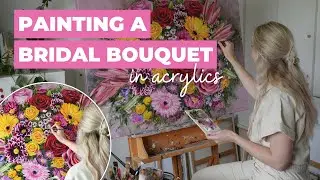 Painting a bridal bouquet commission in acrylics