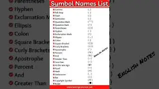 Symbols name lists | Names of symbols | symbols names lists | English Notes