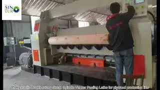 8ft hydraulic  double rotary chuck spindle veneer peeling lathe for plywood line