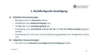 Strafrecht AT Teil 10 (rechtfertigende Einwilligung)